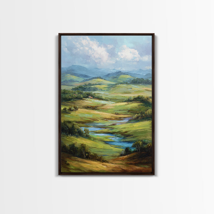 Classic Landscape with Rolling Green Hills Canvas Print, Bed and Breakfast Art, Statement Artwork, Living Room Decor, BAB-2x3-32
