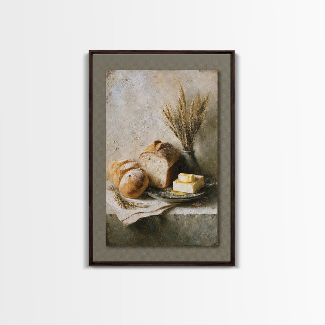 Freshly Baked Bread Framed Canvas Print, Bed and Breakfast Art, Contemporary Art, Living Room Decor, Fine Art, BAB-2x3-4