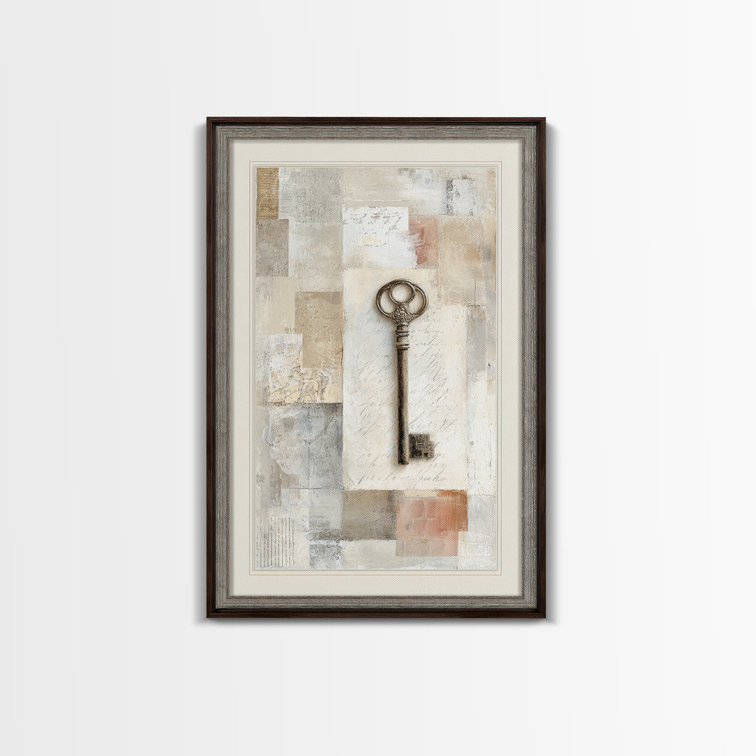 Antique Key and Handwritten Letter Arrangement Without Canvas Print, Bed and Breakfast Art, Bedroom Decor, Living Room Decor, BAB-2x3-41