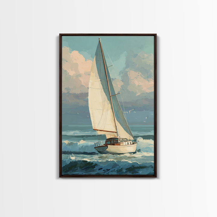 Coastal Inn Sailboat at Sunrise Canvas Print, Bed and Breakfast Art, Printable Art, Living Room Decor, Fine Art, BAB-2x3-49