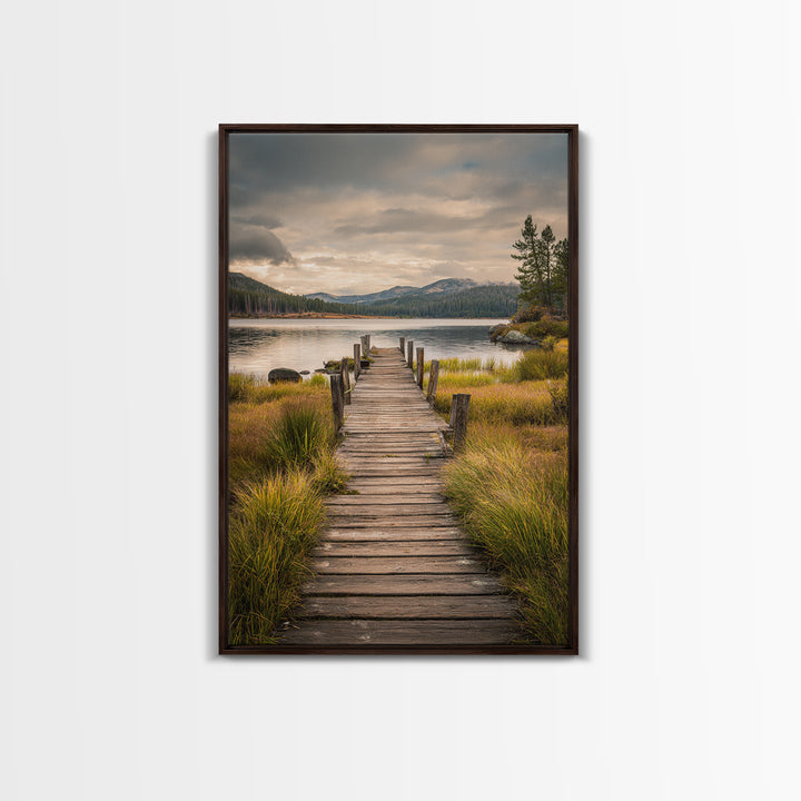 Quiet Lake Dock at Early Morning Canvas Print, Bed and Breakfast Art, Decor, Living Room Decor, Fine Art, Dopamine Decor, BAB-2x3-54