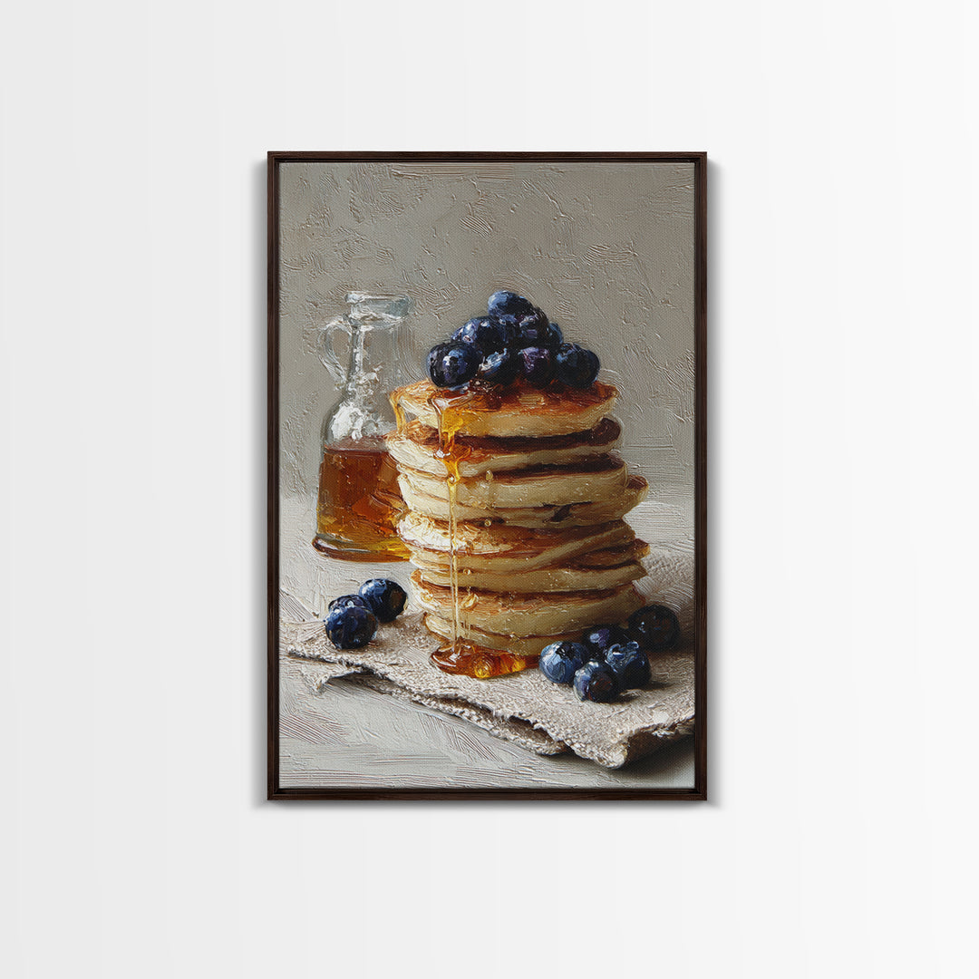 Blueberry Pancakes Still Life Framed Canvas Print, Bed and Breakfast Art, Print, Living Room Decor, Fine Art, BAB-2x3-64