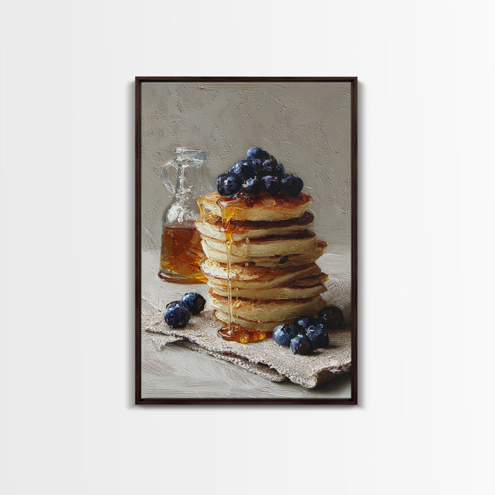 Blueberry Pancakes Still Life Framed Canvas Print, Bed and Breakfast Art, Print, Living Room Decor, Fine Art, BAB-2x3-64