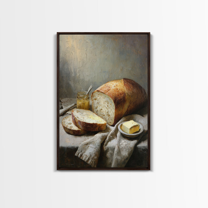 Freshly Baked Bread Framed Canvas Print, Bed and Breakfast Art, Farmhouse Wall Art, Living Room Decor, Fine Art, BAB-2x3-76