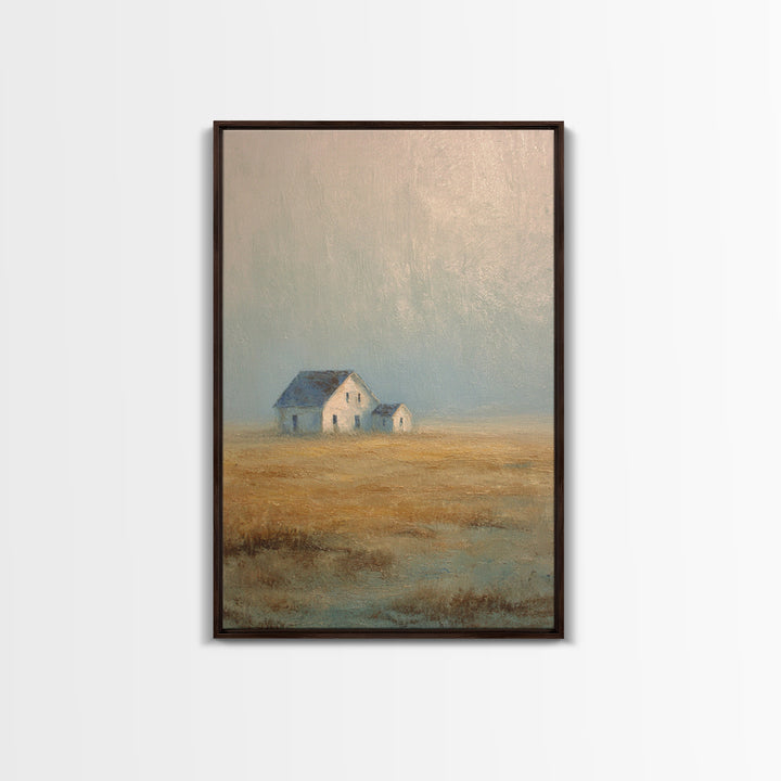 Old Farmhouse Landscape Framed Canvas Print, Bed and Breakfast Art, Coffee Wall Art, Living Room Decor, Oil Painting, BAB-2x3-87