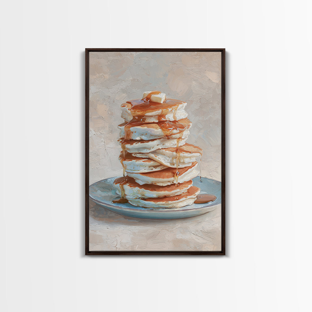 Blueberry Pancakes Still Life Framed Canvas Print, Bed and Breakfast Art, Dopamine Decor, Living Room Decor, Fine Art, BAB-2x3-88