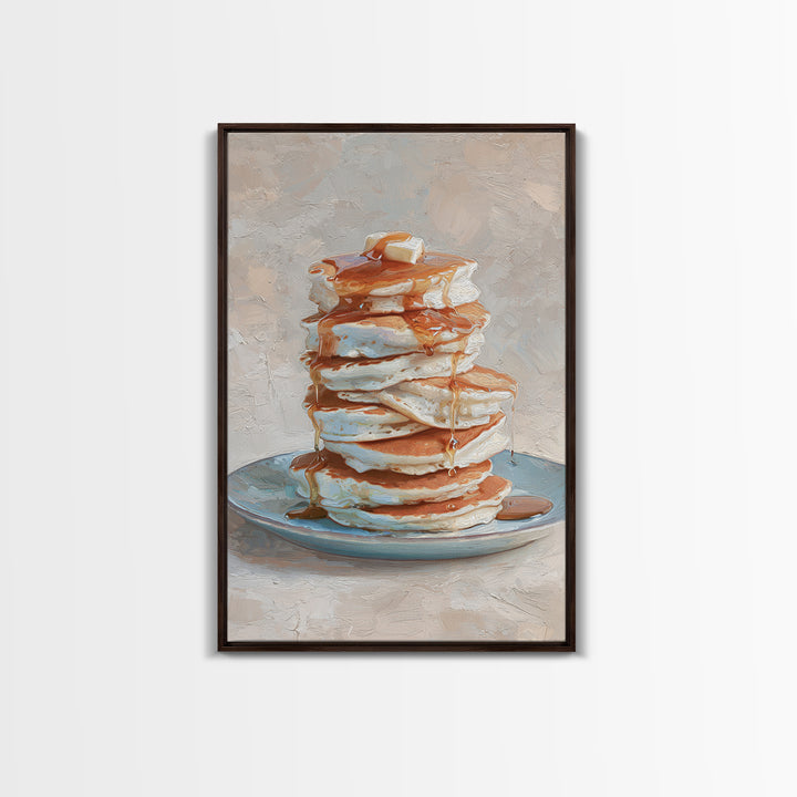 Blueberry Pancakes Still Life Framed Canvas Print, Bed and Breakfast Art, Dopamine Decor, Living Room Decor, Fine Art, BAB-2x3-88