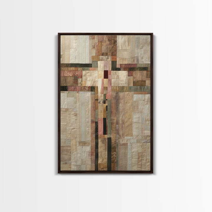 Quilt Pattern Folk Art Composition Canvas Print, Bed and Breakfast Art, Folk Art, Living Room Decor, Fine Art, BAB-2x3-91