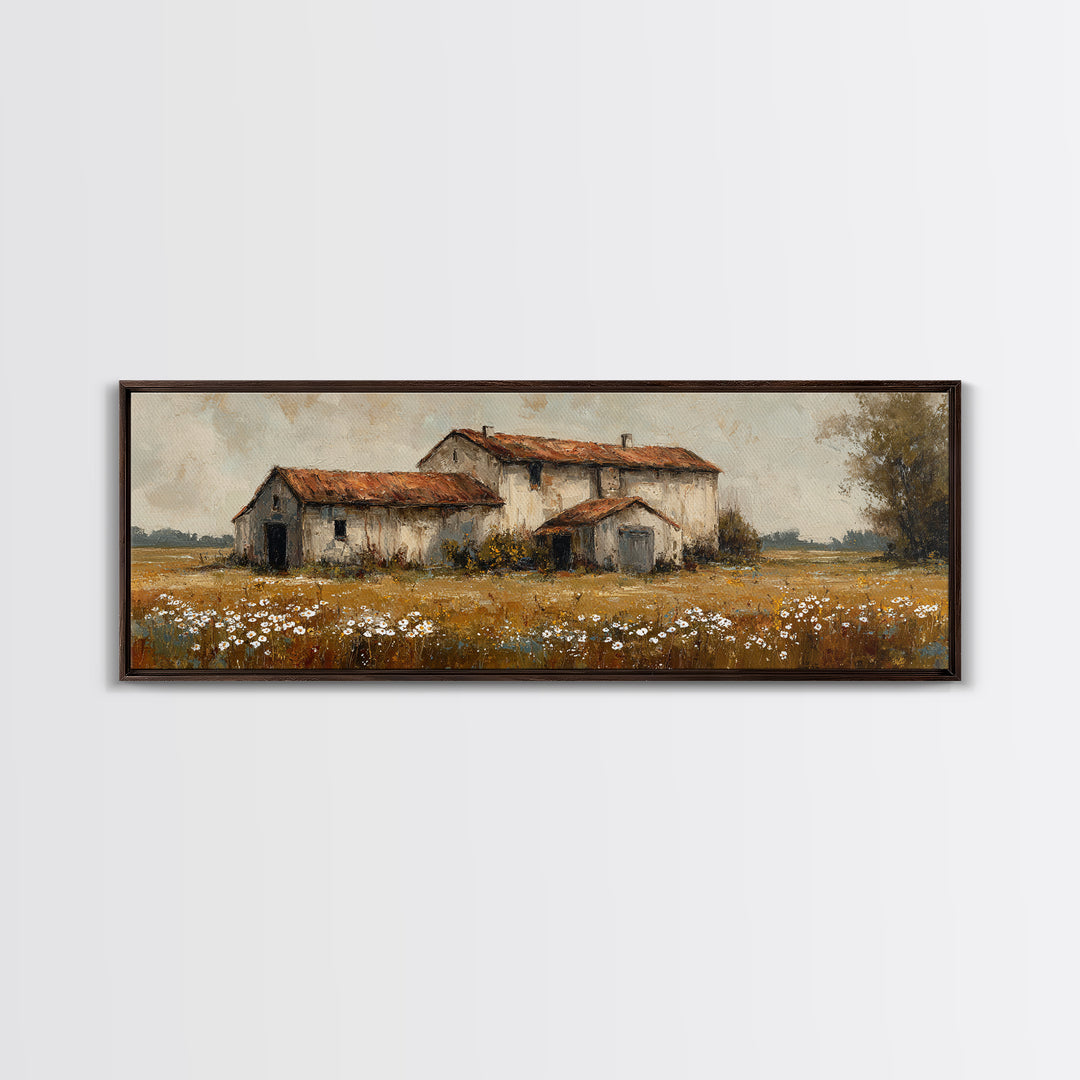 Rooster and Wildflower Country Portrait Canvas Print, Bed and Breakfast Art, Rustic Home Decor, Living Room Decor, Fine Art, BAB-3x1-11