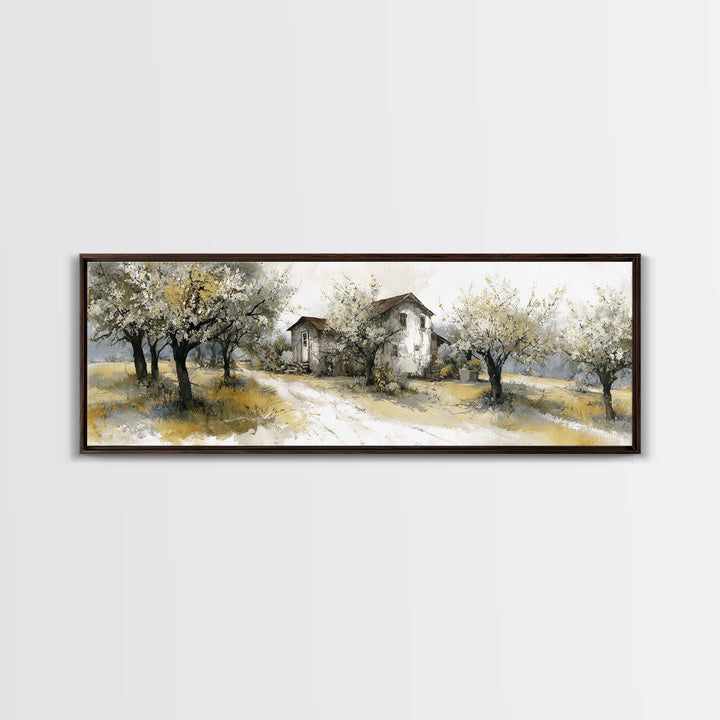 Apple Orchard Scene Canvas Print, Bed and Breakfast Art, Farmhouse Wall Decor, Living Room Decor, Oil Painting, BAB-3x1-29