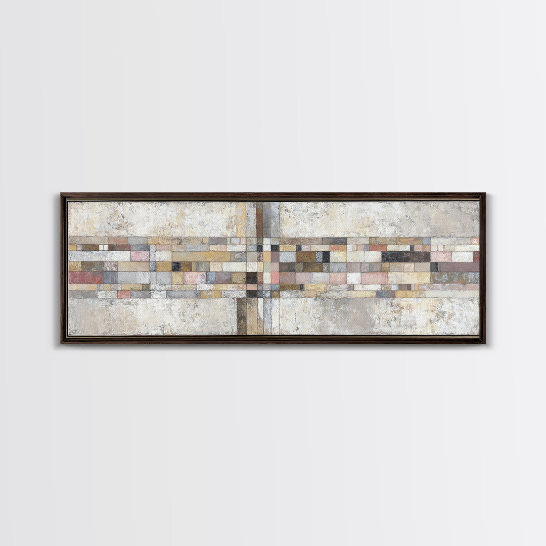 Quilt Pattern Folk Art Composition Canvas Print, Bed and Breakfast Art, Fine Art Print, Living Room Decor, Fine Art, BAB-3x1-3