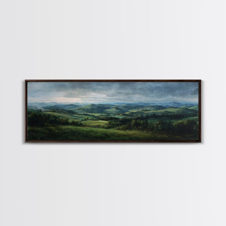 Classic Landscape with Rolling Green Hills Canvas Print, Bed and Breakfast Art, Luxury Decor, Living Room Decor, BAB-3x1-64