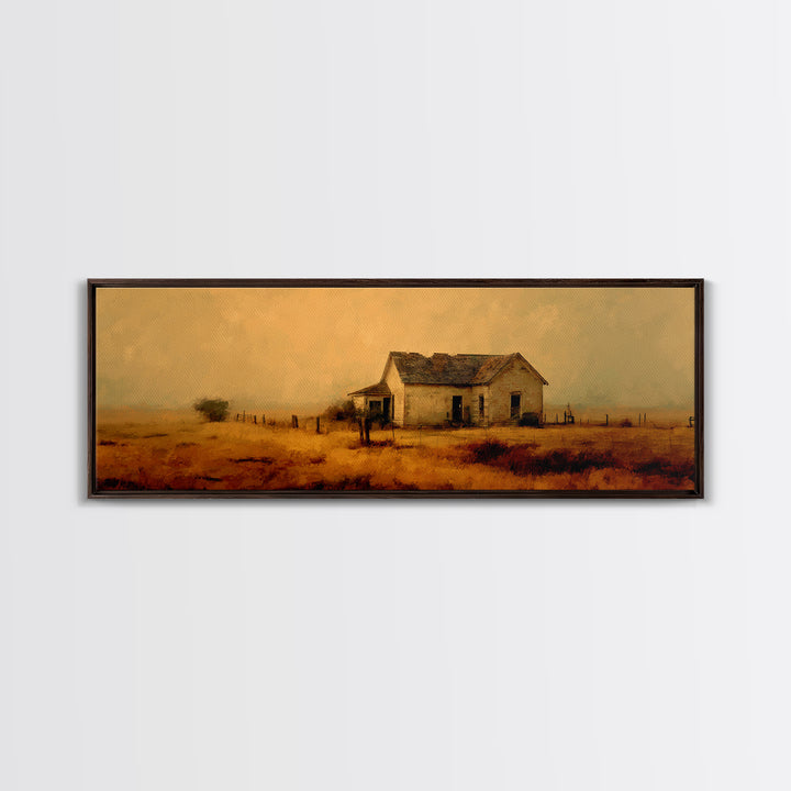 Old Farmhouse Landscape Canvas Print, Bed and Breakfast Art, Wood Wall Art, Living Room Decor, Oil Painting, BAB-3x1-71