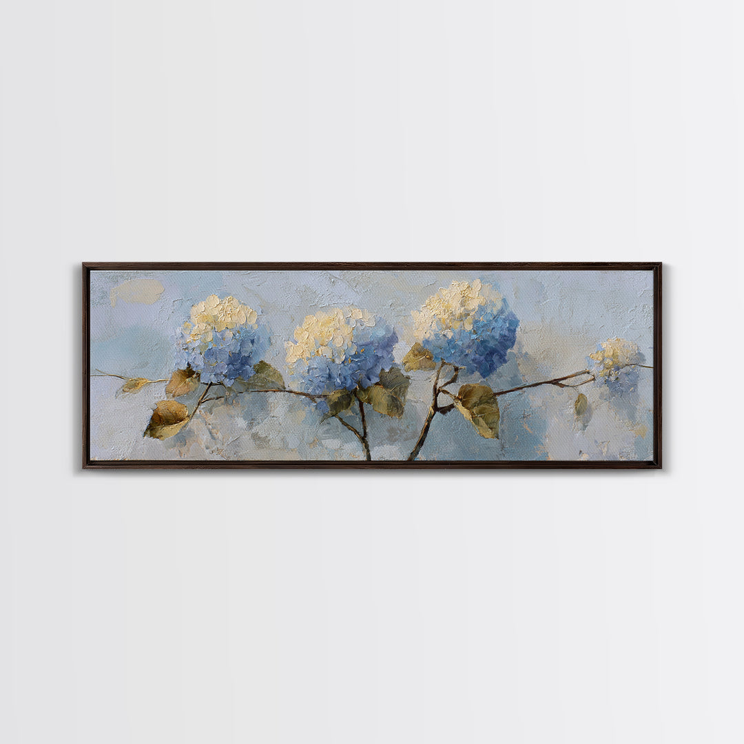 Sunlit Hydrangeas on a Windowsill Canvas Print, Bed and Breakfast Art, Farmhouse Wall Decor, Living Room Decor, BAB-3x1-74