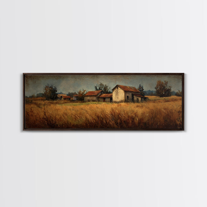 Apple Orchard Scene Framed Canvas Print, Bed and Breakfast Art, Coffee Wall Art, Living Room Decor, Fine Art, BAB-3x1-77