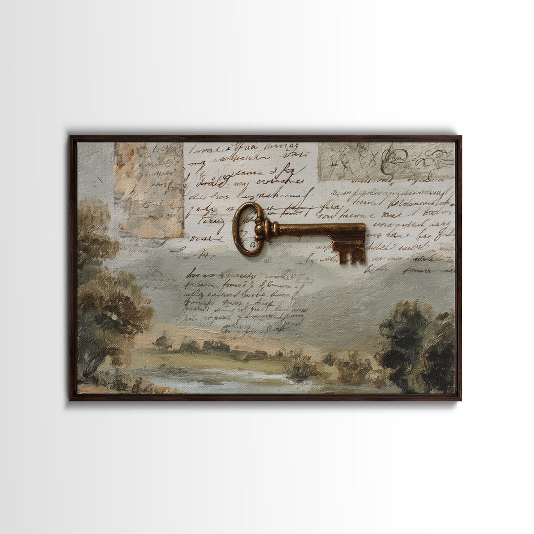Antique Key and Handwritten Letter Arrangement Without Canvas Print, Bed and Breakfast Art, Coffee Art, Living Room Decor, BAB-3x2-13