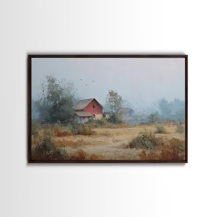 Old Farmhouse Landscape Framed Canvas Print, Bed and Breakfast Art, Room Decor, Living Room Decor, Fine Art, BAB-3x2-35