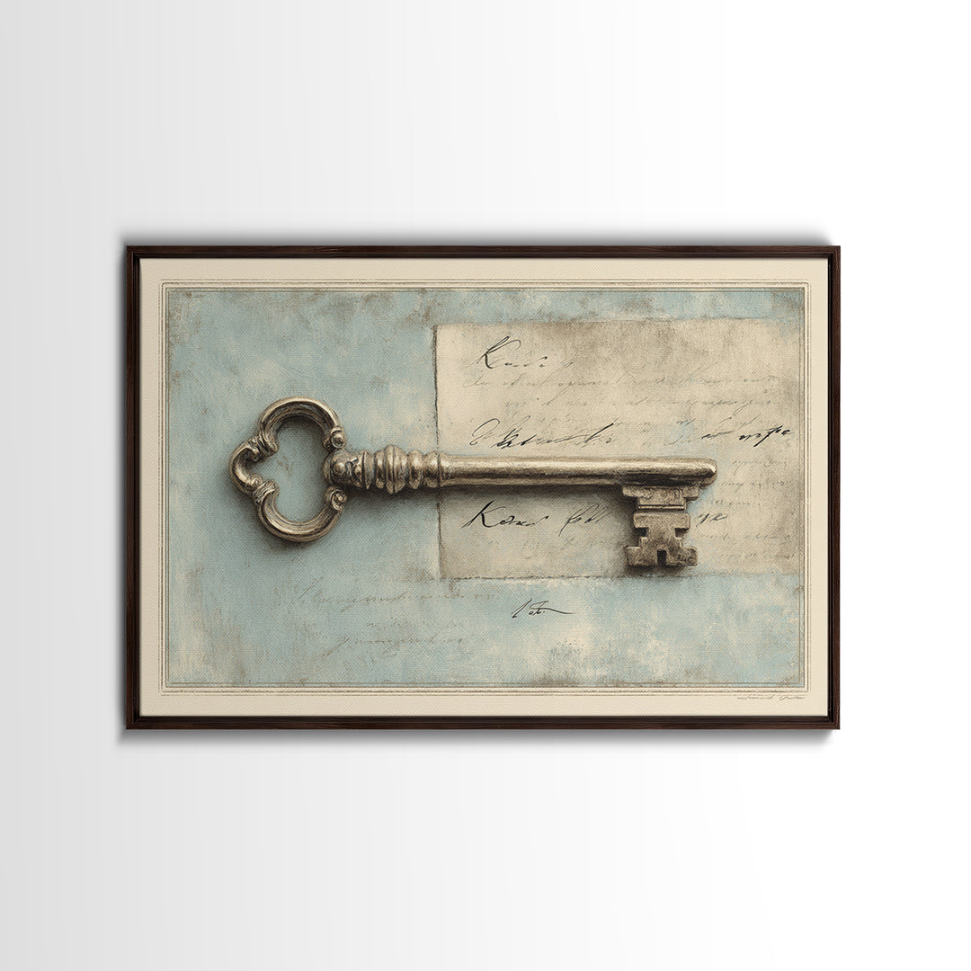 Antique Key and Handwritten Letter Arrangement Without Canvas Print, Bed and Breakfast Art, Bedroom Art, Living Room Decor, BAB-3x2-37