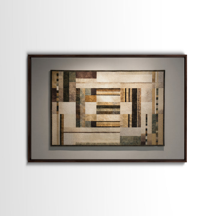 Quilt Pattern Folk Art Composition Framed Canvas Print, Bed and Breakfast Art, Contemporary Art, Living Room Decor, Fine Art, BAB-3x2-39