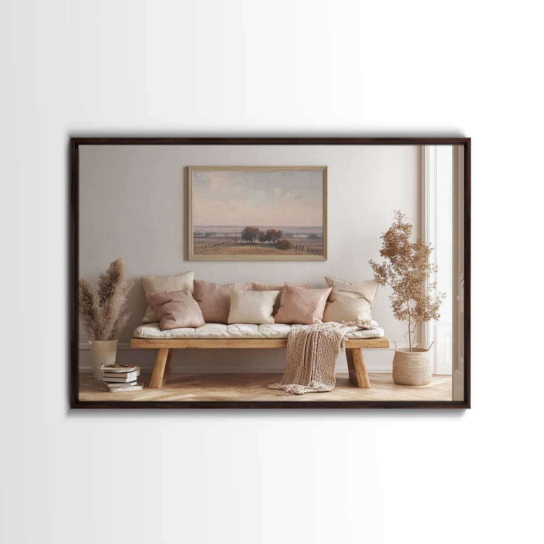 Quilt Pattern Folk Art Composition Framed Canvas Print, Bed and Breakfast Art, Above Bed Decor, Living Room Decor, Fine Art, BAB-3x2-63