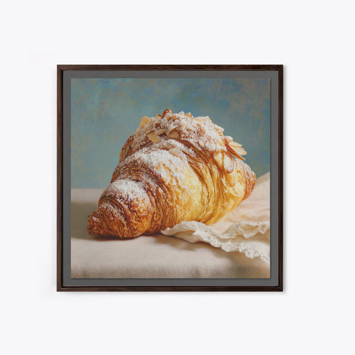 Almond Croissant Closeup Canvas Print, Bakery Art, Kitchen Prints, Bakery Decor, Oil Painting, Patisserie, Fine Art, Kids Art, BAK-1x1-15