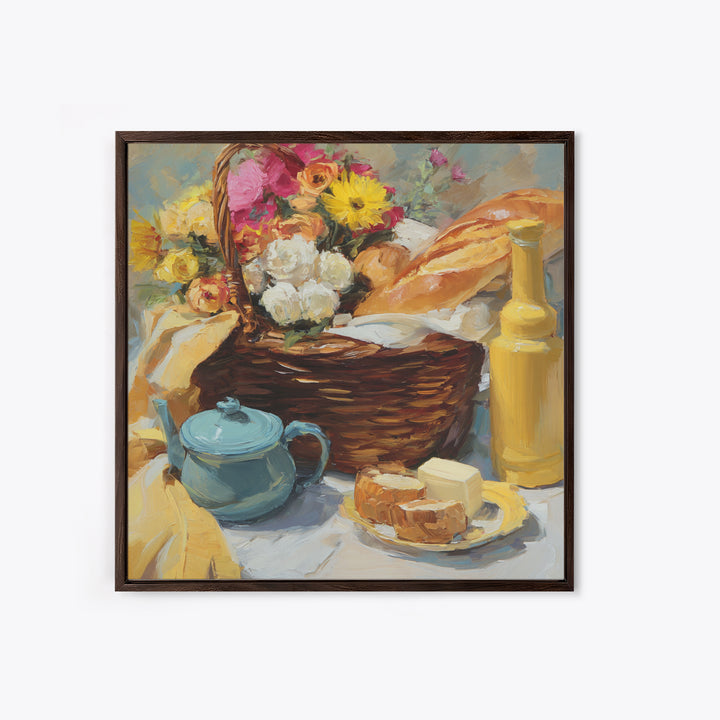 French Market Basket Filled Canvas Print, Bakery Art, Kitchen Art Print, Bakery Decor, Fine Art, Patisserie, Modern Decor, BAK-1x1-18