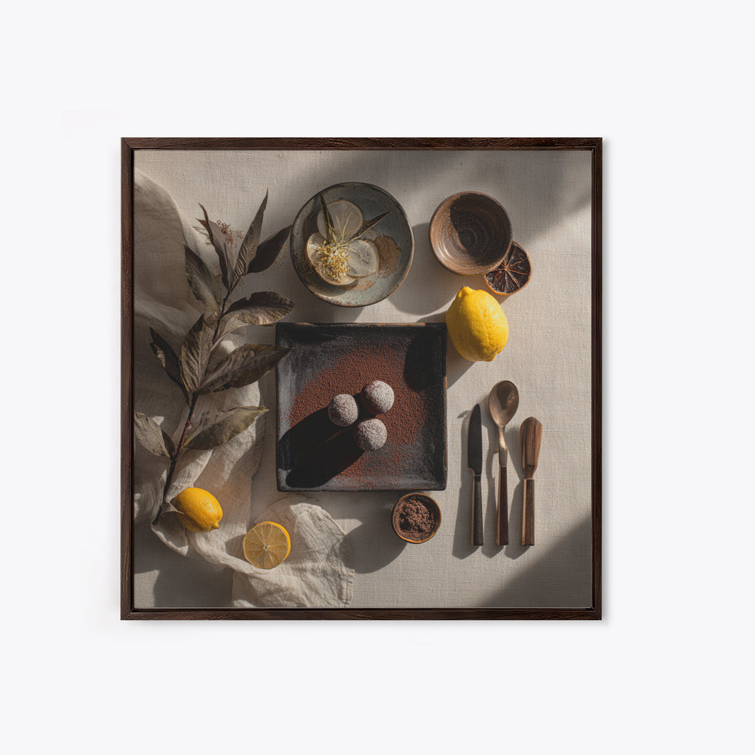 Chocolate Truffle Still Life Canvas Print, Bakery Art, Food Art, Bakery Decor, Watercolor Art, Patisserie, Kids Art, BAK-1x1-19