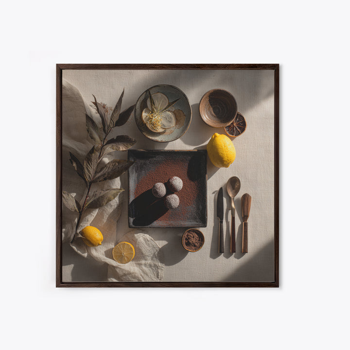 Chocolate Truffle Still Life Canvas Print, Bakery Art, Food Art, Bakery Decor, Watercolor Art, Patisserie, Kids Art, BAK-1x1-19