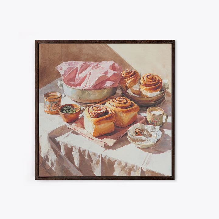 Cinnamon Rolls in a Warm Country Kitchen Canvas Print, Bakery Art, Digital Download Art, Bakery Decor, Fine Art, Patisserie, BAK-1x1-35