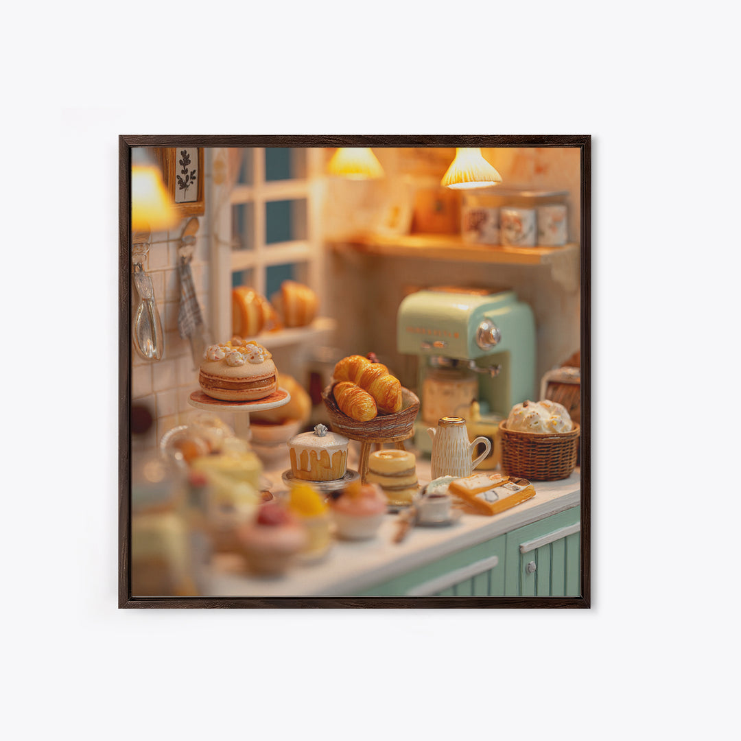 French Patisserie Window Display of Pastel Pastries Canvas Print, Bakery Art, Kids Art, Bakery Decor, Fine Art, Patisserie, BAK-1x1-50