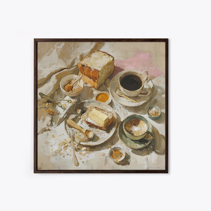 Painterly Eclair and Coffee Still Life Canvas Print, Bakery Art, Kitchen Art Print, Bakery Decor, Fine Art, Patisserie, BAK-1x1-60