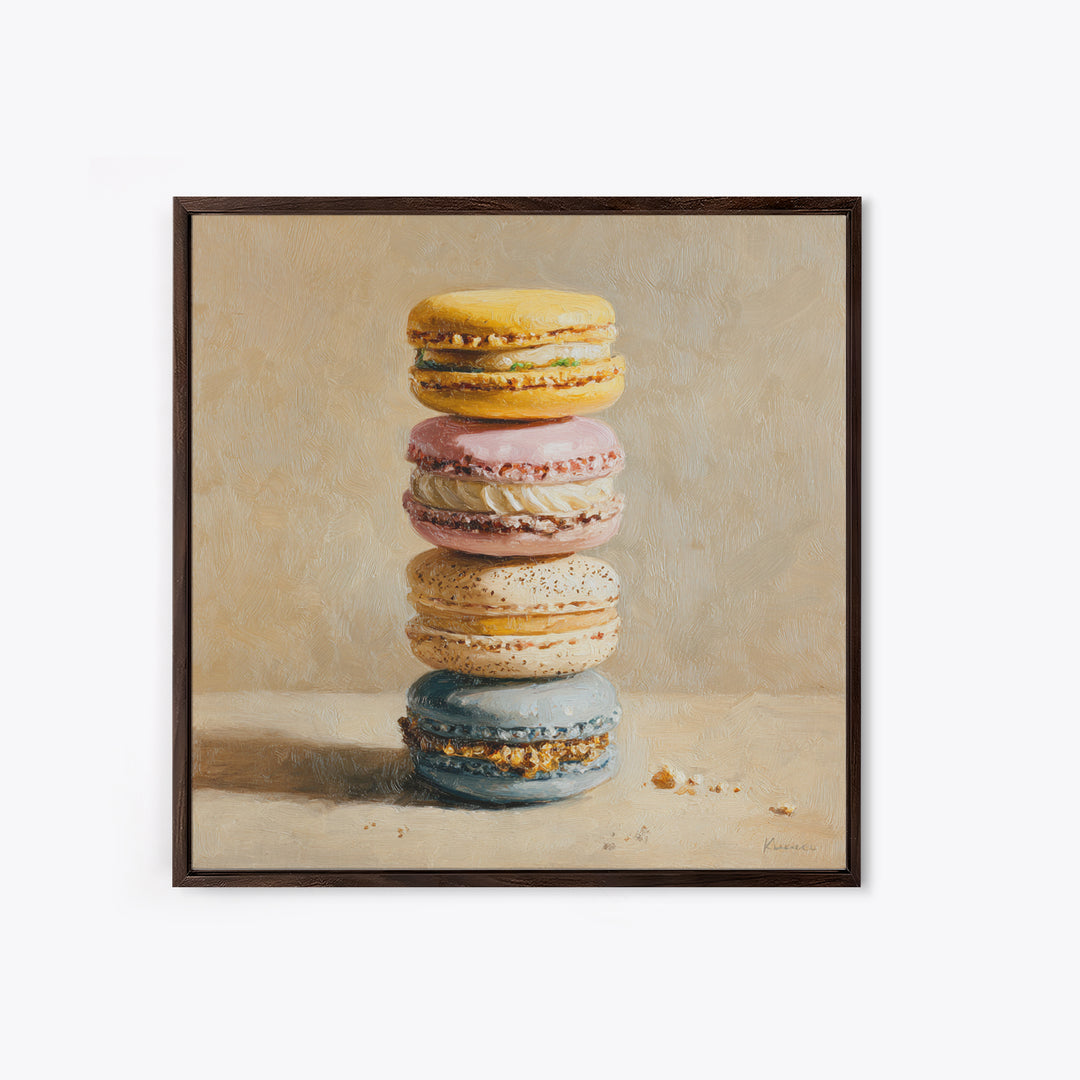 Single Perfect Macaron Tower Canvas Print, Bakery Art, Statement Artwork, Bakery Decor, Fine Art, Patisserie, Art Print, BAK-1x1-75