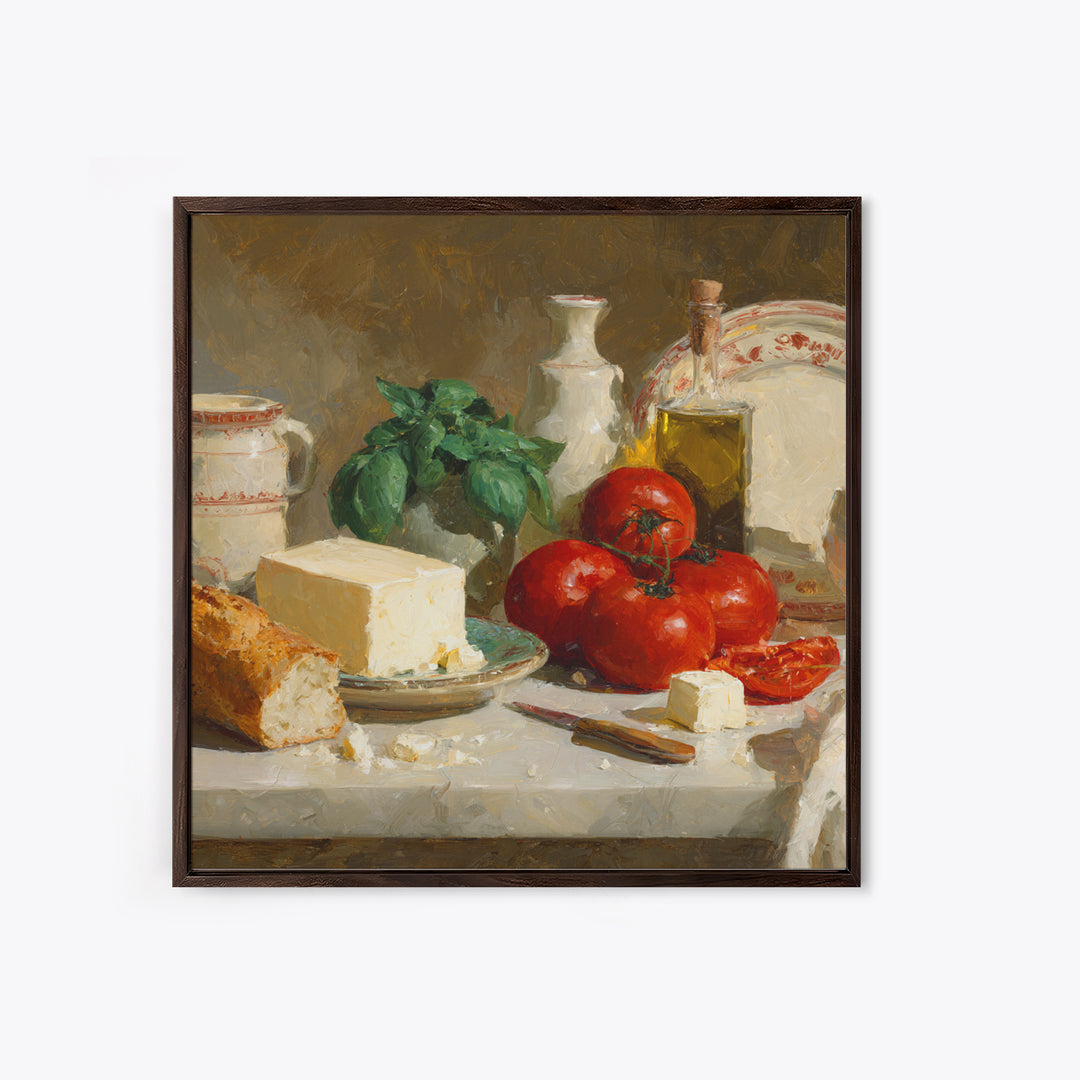 Baguette and Butter Still Life on Marble Framed Canvas Print, Bakery Art, Digital Print, Bakery Decor, Fine Art, Patisserie, BAK-1x1-8