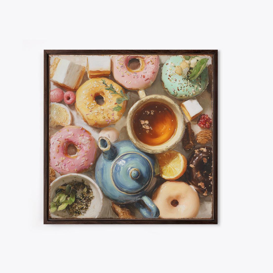 Whimsical Donut Assortment Canvas Print, Bakery Art, Statement Artwork, Bakery Decor, Fine Art, Patisserie, Art Print, BAK-1x1-9