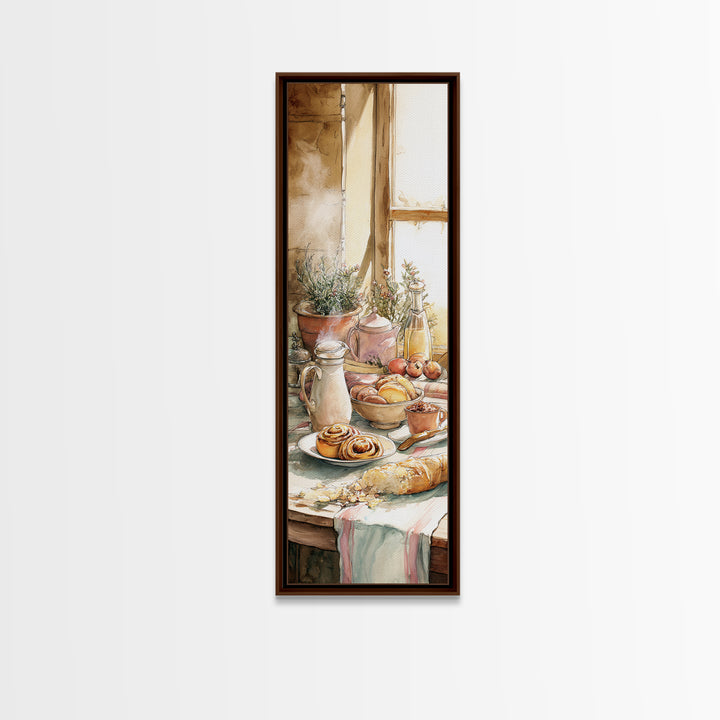 Cinnamon Rolls in a Warm Country Kitchen Canvas Print, Bakery Art, Watercolor Art, Bakery Decor, Fine Art, Patisserie, BAK-1x3-23