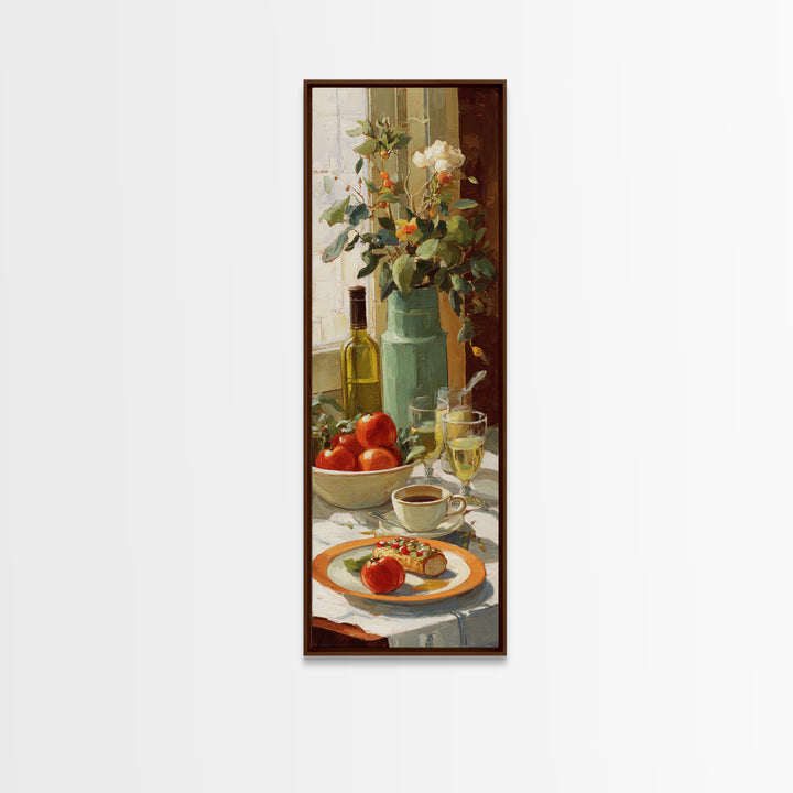 Painterly Eclair and Coffee Still Life Framed Canvas Print, Bakery Art, Print, Bakery Decor, Fine Art, Patisserie, Food Art, BAK-1x3-24