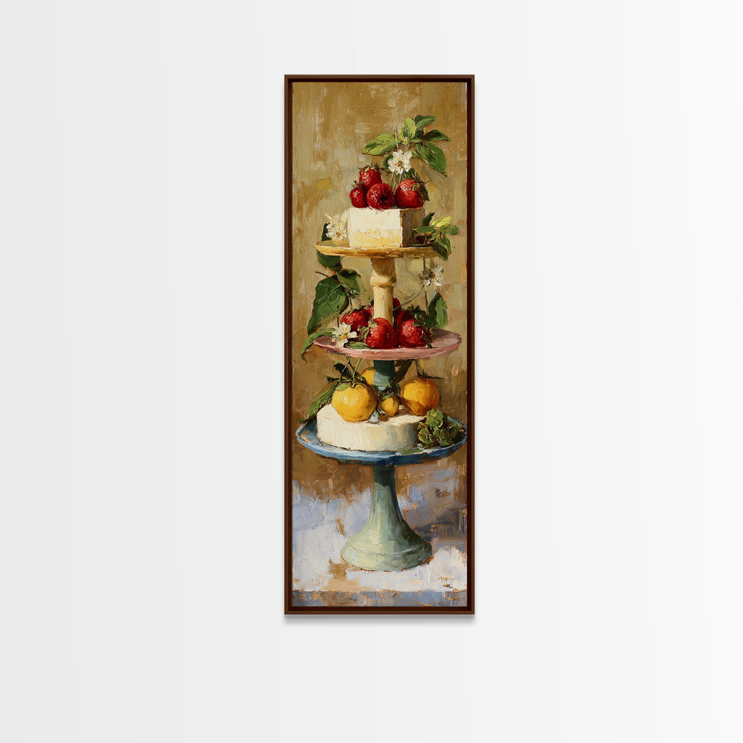 Pastel Cake Stand Canvas Print, Bakery Art, Kitchen Art, Bakery Decor, Patisserie, Neutral Wall Art, Aesthetic Wall Art, BAK-1x3-25