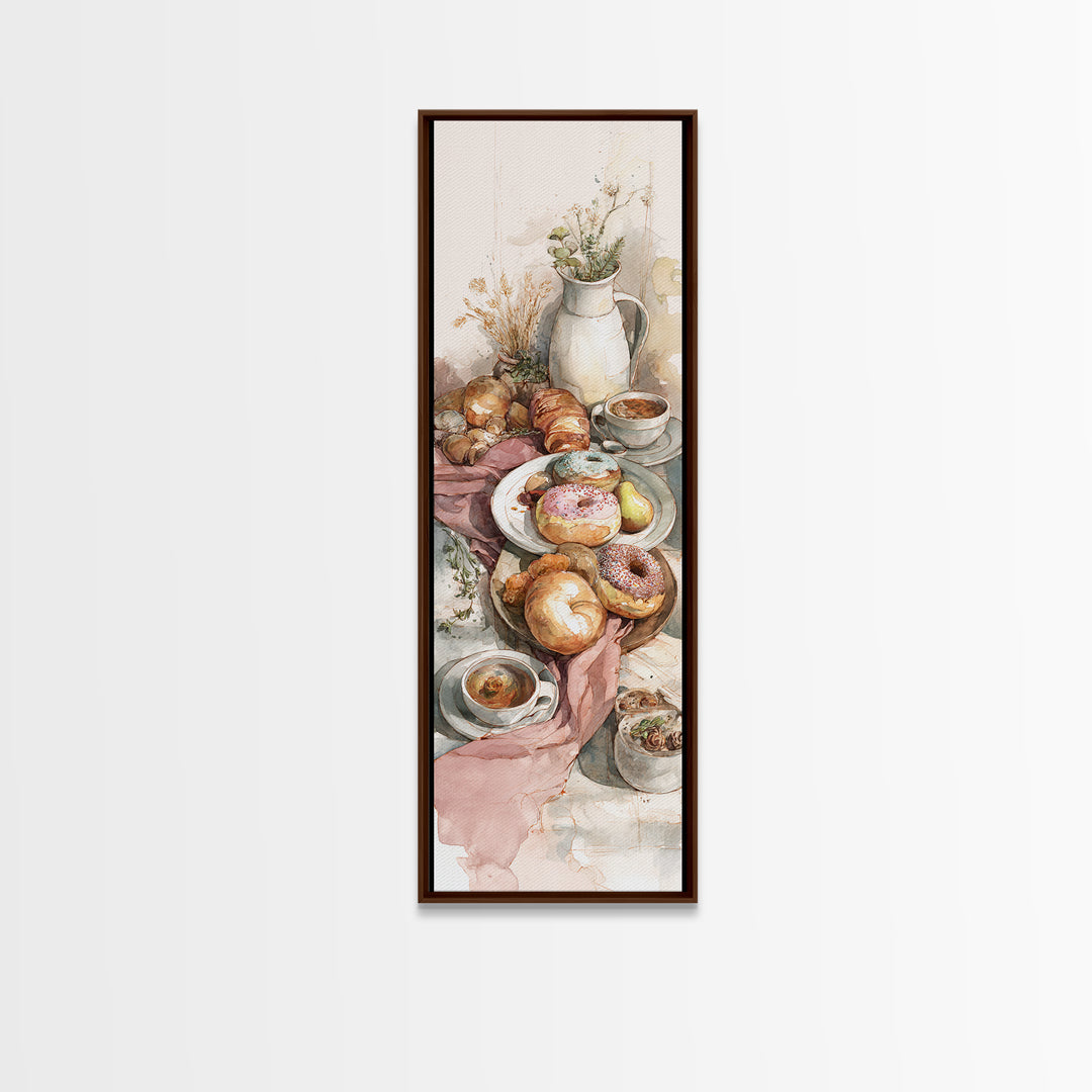 Whimsical Donut Assortment Framed Canvas Print, Bakery Art, Wall Art, Bakery Decor, Oil Painting, Patisserie, BAK-1x3-45