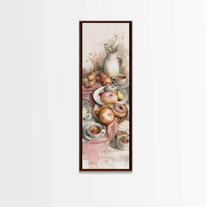 Whimsical Donut Assortment Framed Canvas Print, Bakery Art, Wall Art, Bakery Decor, Oil Painting, Patisserie, BAK-1x3-45