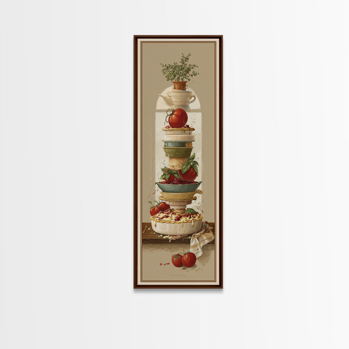Retro Diner Pie Illustration Framed Canvas Print, Bakery Art, Kitchen Art, Bakery Decor, Fine Art, Patisserie, Neutral Wall Art, BAK-1x3-52