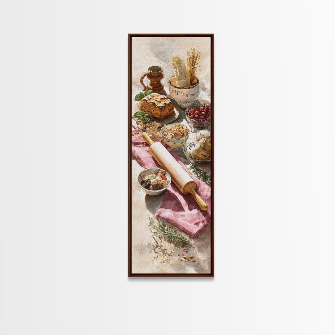 Patisserie Pattern of Rolling Pins and Pastries Canvas Print, Bakery Art, Bakery Decor, Abstract Art, Patisserie, BAK-1x3-57