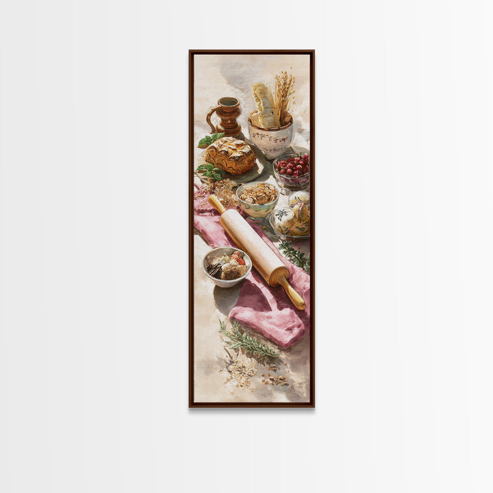 Patisserie Pattern of Rolling Pins and Pastries Canvas Print, Bakery Art, Bakery Decor, Abstract Art, Patisserie, BAK-1x3-57