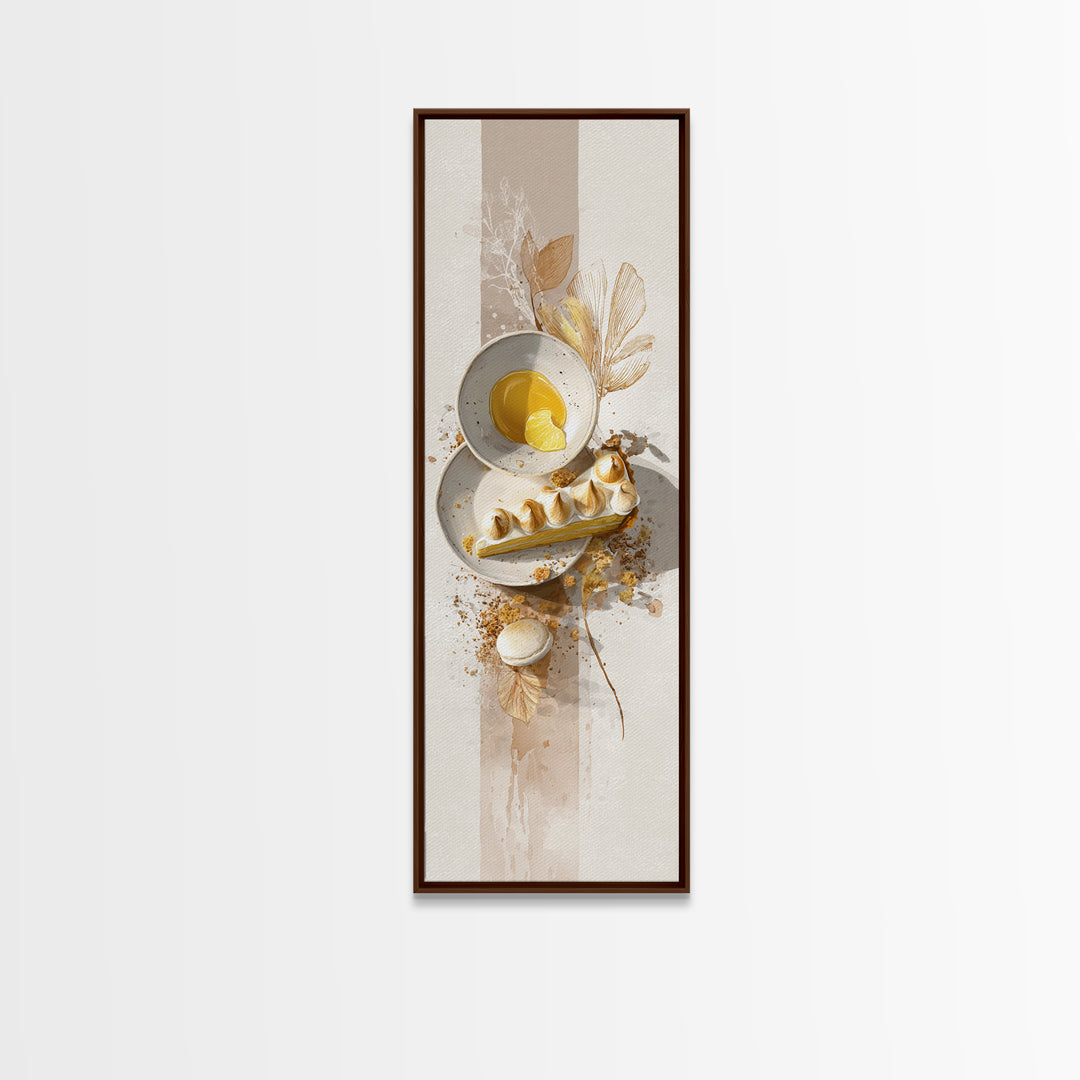 Lemon Meringue Pie Slice Framed Canvas Print, Bakery Art, Modern Decor, Bakery Decor, Fine Art, Patisserie, Wall Decor, BAK-1x3-70
