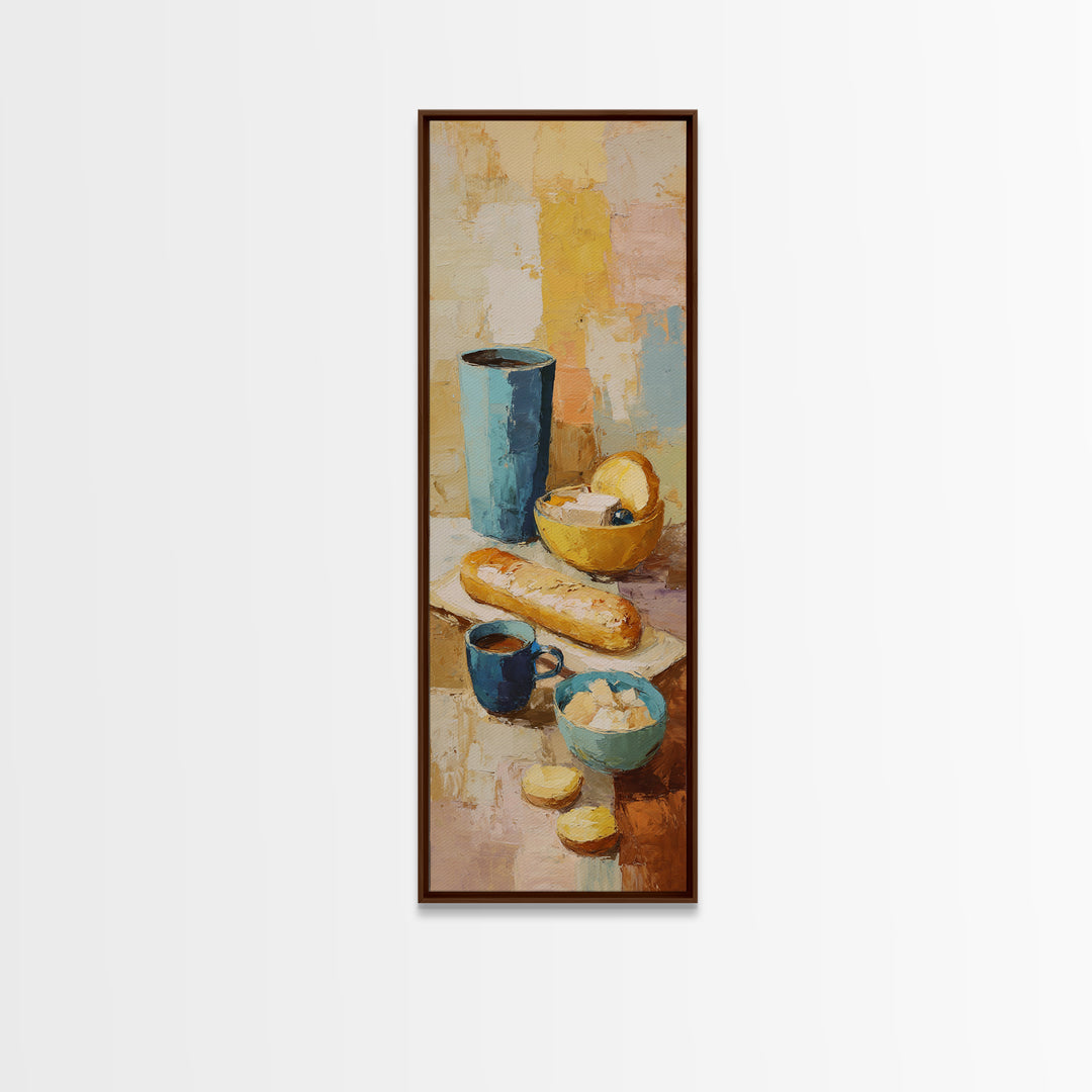 Painterly Eclair and Coffee Still Life Canvas Print, Bakery Art, Kitchen Art Print, Bakery Decor, Fine Art, Patisserie, BAK-1x3-72