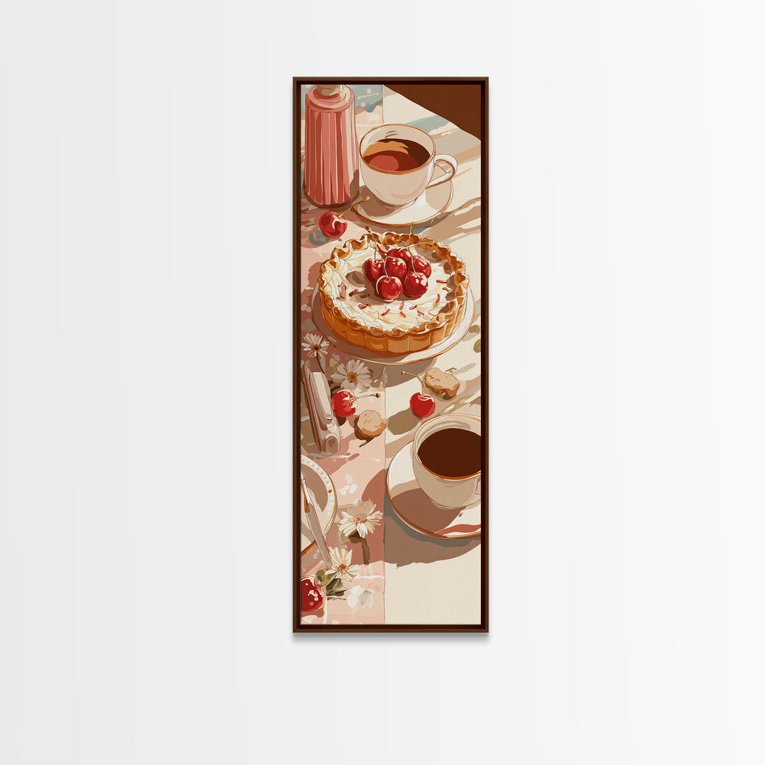 Retro Diner Pie Illustration Framed Canvas Print, Bakery Art, Watercolor Print, Bakery Decor, Oil Painting, Patisserie, BAK-1x3-76
