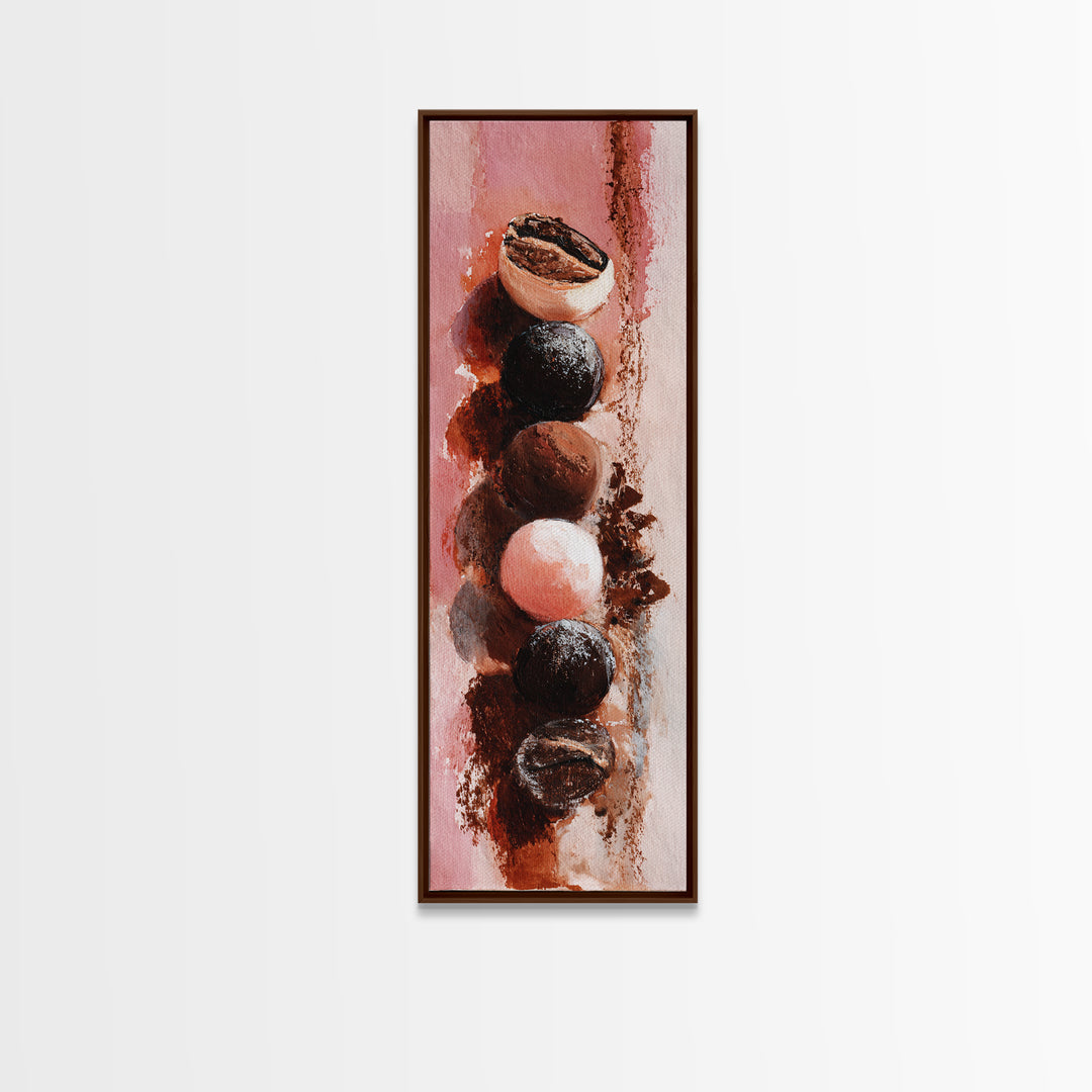 Chocolate Truffle Still Life Framed Canvas Print, Bakery Art, Fine Art, Bakery Decor, Patisserie, Textured Painting, BAK-1x3-79