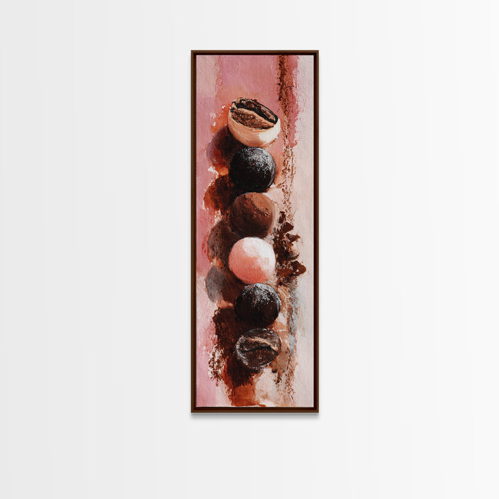 Chocolate Truffle Still Life Framed Canvas Print, Bakery Art, Fine Art, Bakery Decor, Patisserie, Textured Painting, BAK-1x3-79