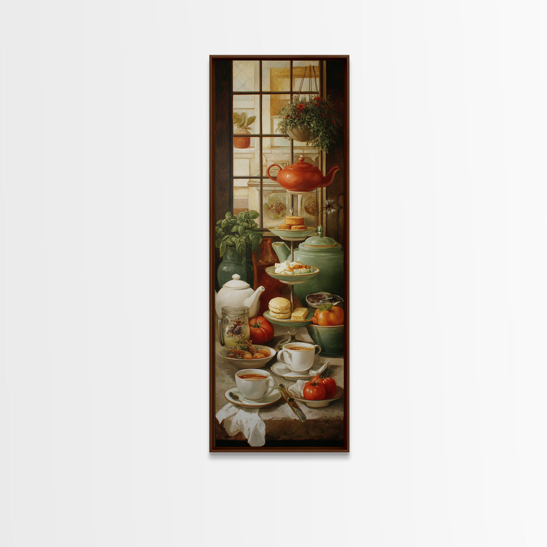 Tea and Scone Arrangement Framed Canvas Print, Bakery Art, Neutral Wall Art, Bakery Decor, Patisserie, Statement Artwork, BAK-1x3-80