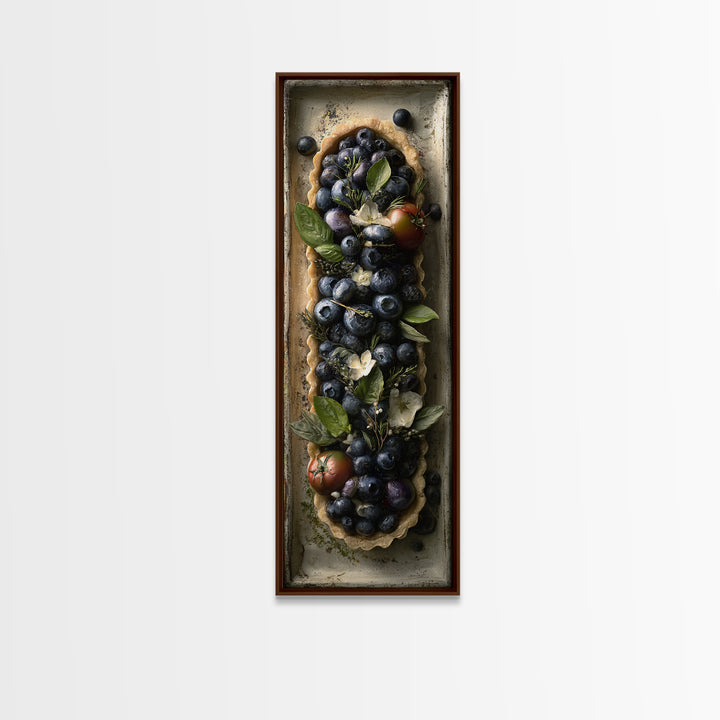 Blueberry Galette with Rustic Farmhouse Texture Framed Canvas Print, Bakery Art, Kids Art, Bakery Decor, Fine Art, Patisserie, BAK-1x3-83