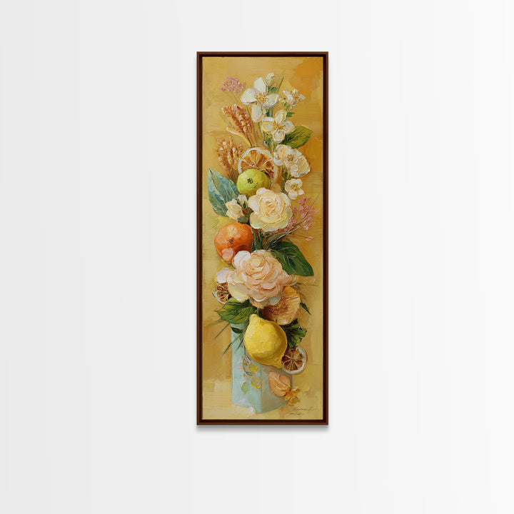Cupcake Bouquet Painted Framed Canvas Print, Bakery Art, Boho Decor, Bakery Decor, Oil Painting, Patisserie, Printable Wall Art, BAK-1x3-91